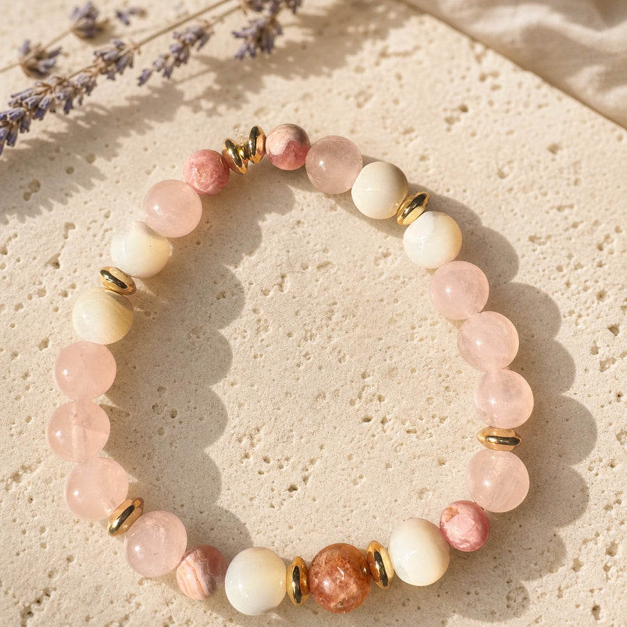 Bracelet À fleur de pierre en pierres naturelles avec lavande – Pierres Uzès