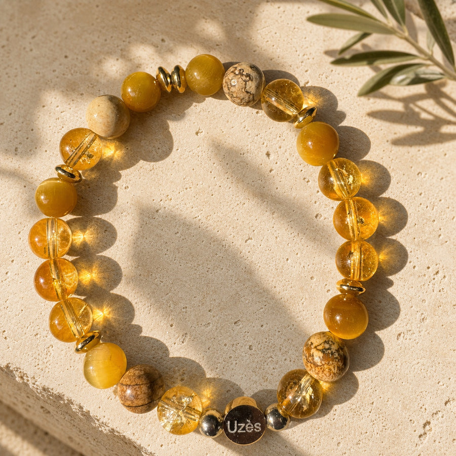 Bracelet Les Strates en pierres naturelles sur pierre calcaire avec olivier – Pierres Uzès